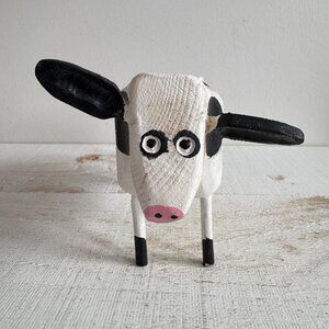 Vintage Jean-Marc Poirier Folk Art Cow Figurine